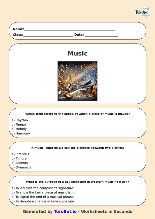 Year 11 Music Multiple Choice Worksheet – Music Theory Fundamentals