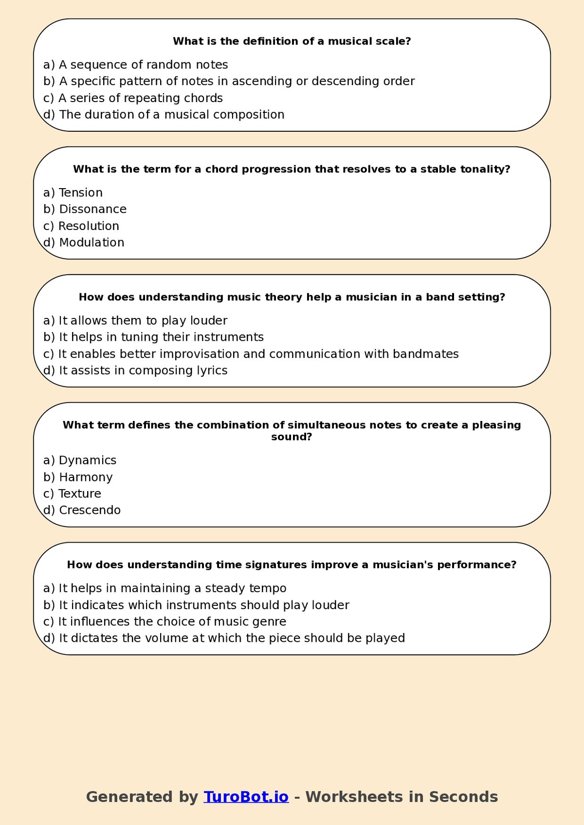 Year 11 Music Multiple Choice Worksheet – Music Theory Fundamentals