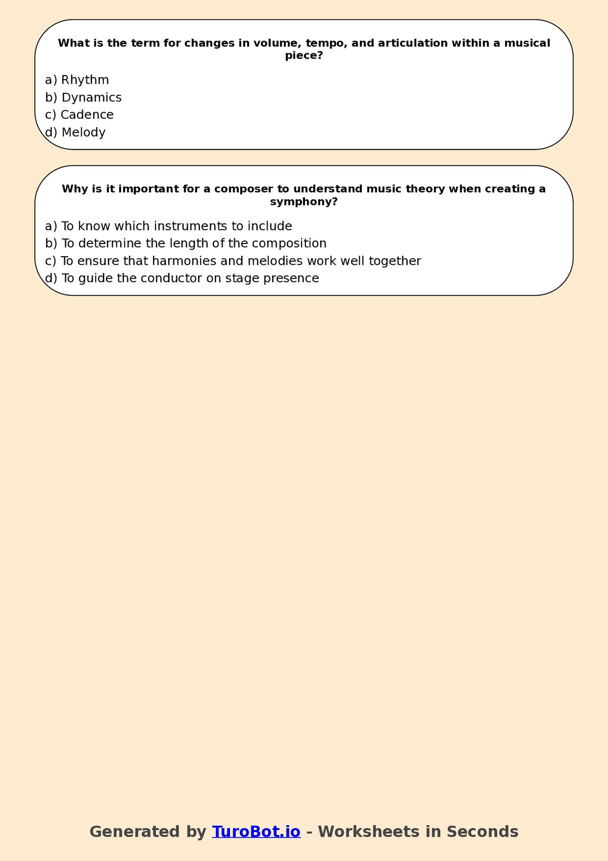 Year 11 Music Multiple Choice Worksheet – Music Theory Fundamentals
