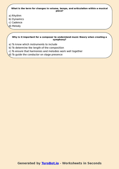 Year 11 Music Multiple Choice Worksheet – Music Theory Fundamentals