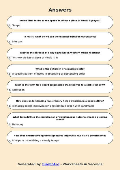 Year 11 Music Multiple Choice Worksheet – Music Theory Fundamentals