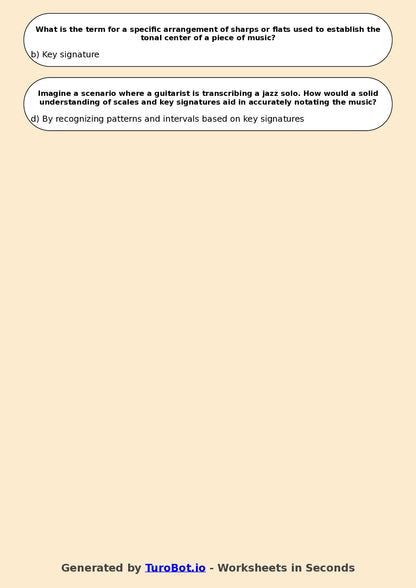 Year 9 Music Multiple Choice Worksheet – Scales and Key Signatures