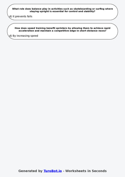 Year 8 PDHPE Multiple Choice Worksheet – Components of Fitness
