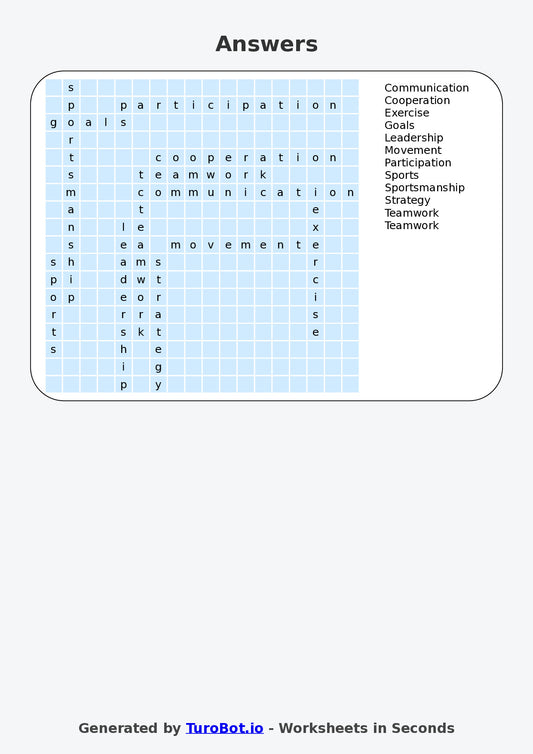 PDHPE - Year 4 - Find a Word - Team Sports – Free Find a Word Worksheet