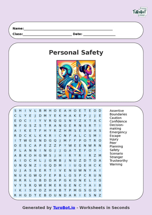 PDHPE - Year 5 - Find a Word - Personal Safety – Free Find a Word Worksheet