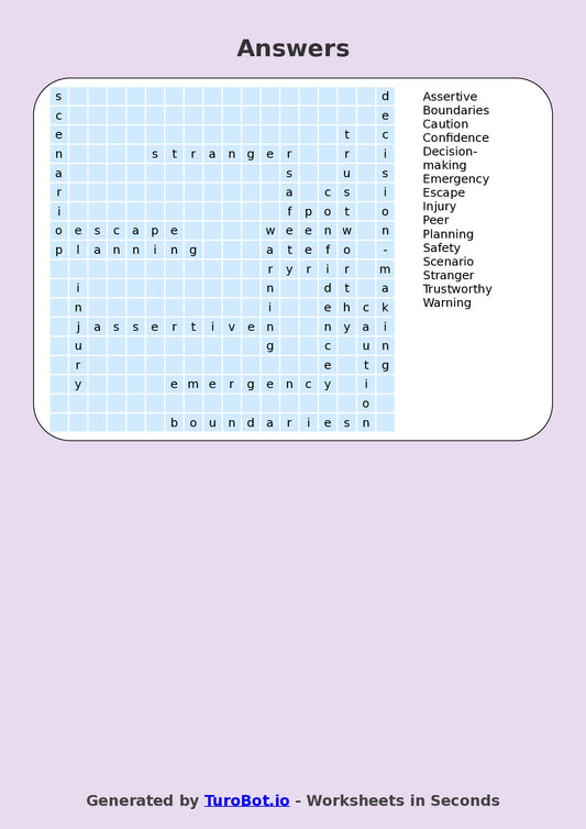 PDHPE - Year 5 - Find a Word - Personal Safety – Free Find a Word Worksheet