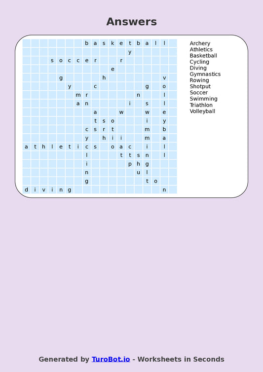 PDHPE - Year 6 - Find a Word - Olympic Events – Free Find a Word Worksheet