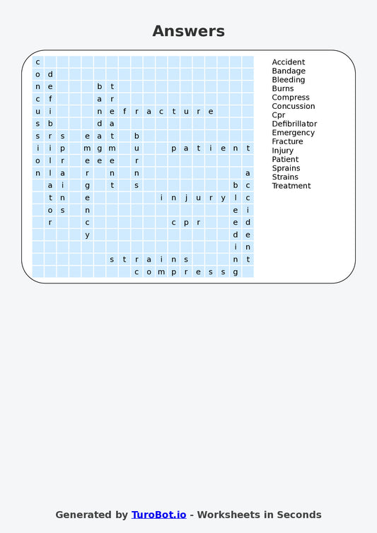 PDHPE - Year 7 - Find a Word - First Aid Terms – Free Find a Word Worksheet