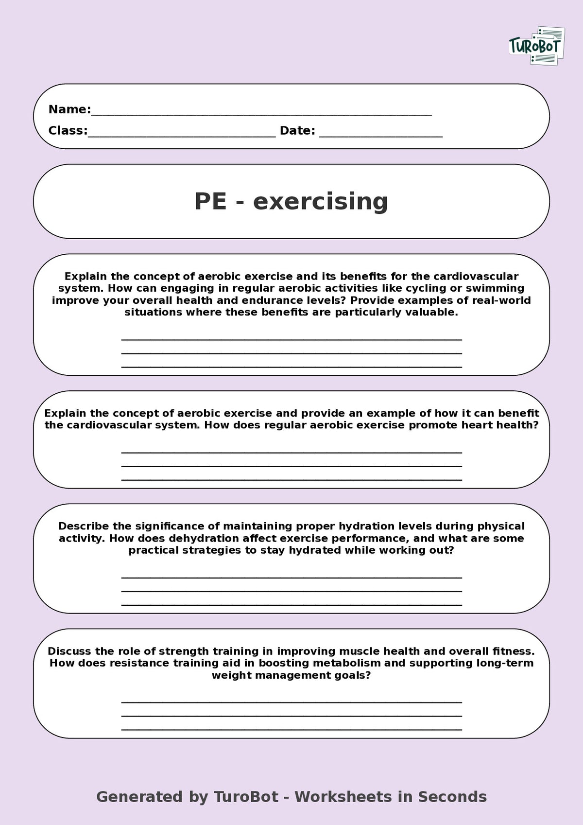 PE - Year 9 - Exercising