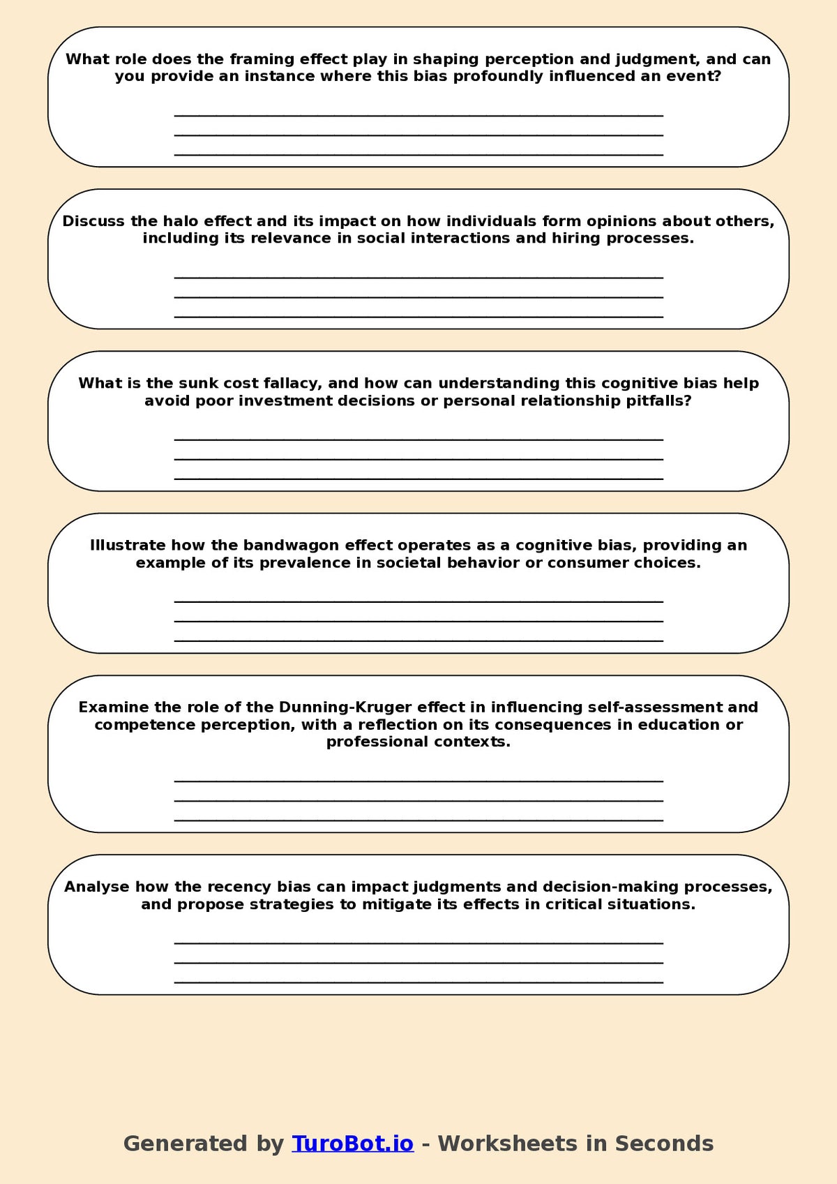Psychology - Year 10 - Cognitive Biases