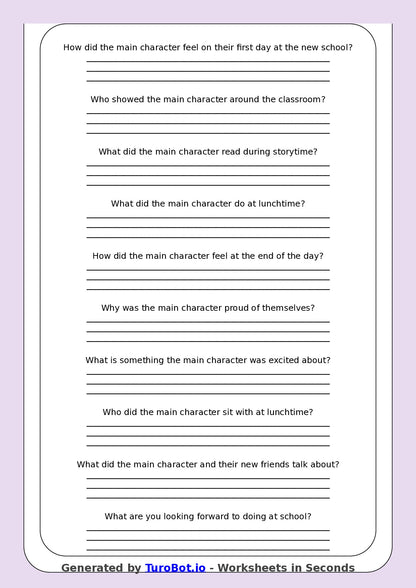 Reading Comprehension - Year 3 - My First Day at a New School
