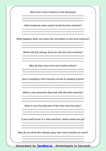 Reading Comprehension - Year 3 - My Little Brother Built a Time Machine