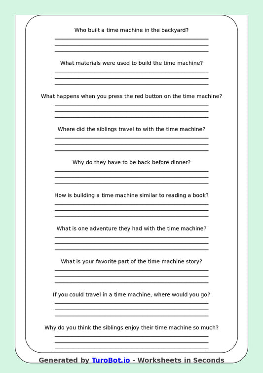 Reading Comprehension - Year 3 - My Little Brother Built a Time Machine
