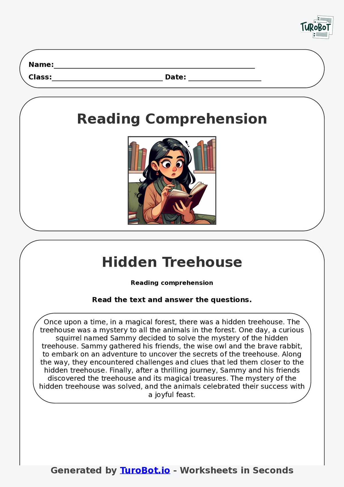 Reading Comprehension - Year 3 - Mystery of the Hidden Treehouse