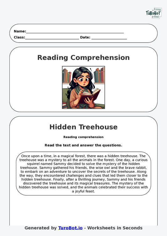 Reading Comprehension - Year 3 - Mystery of the Hidden Treehouse