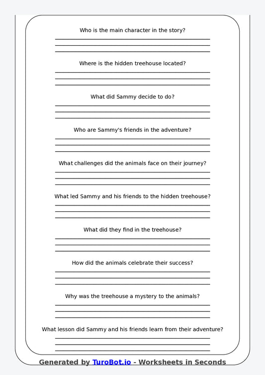 Reading Comprehension - Year 3 - Mystery of the Hidden Treehouse