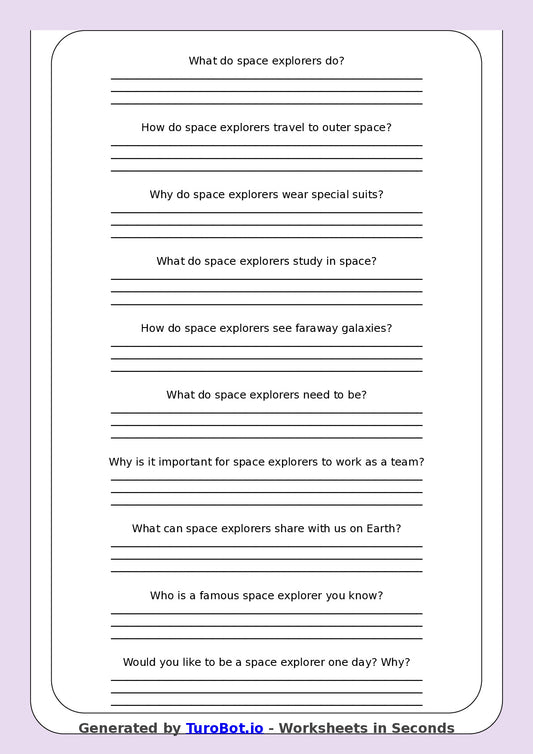 Reading Comprehension - Year 3 - Space Explorers