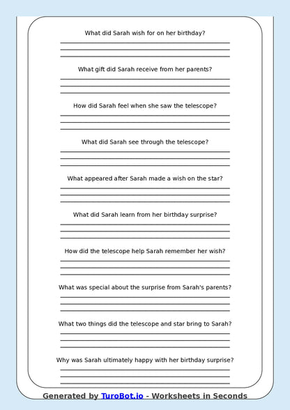 Reading Comprehension - Year 3 - The Birthday Wish That Went Wrong
