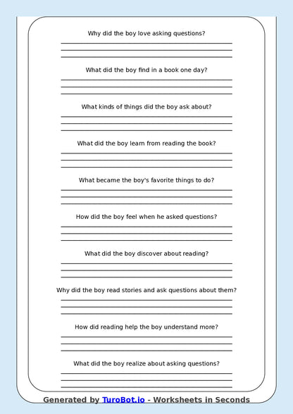 Reading Comprehension - Year 3 - The Boy Who Only Asked Questions