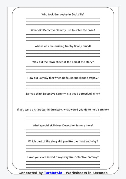 Reading Comprehension - Year 3 - The Case of the Missing Trophy