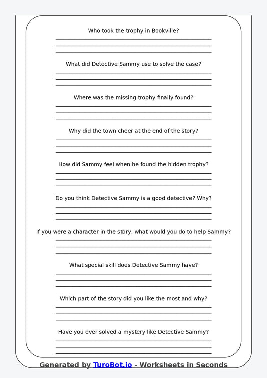 Reading Comprehension - Year 3 - The Case of the Missing Trophy