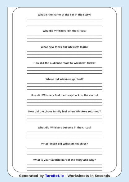 Reading Comprehension - Year 3 - The Cat That Joined the Circus