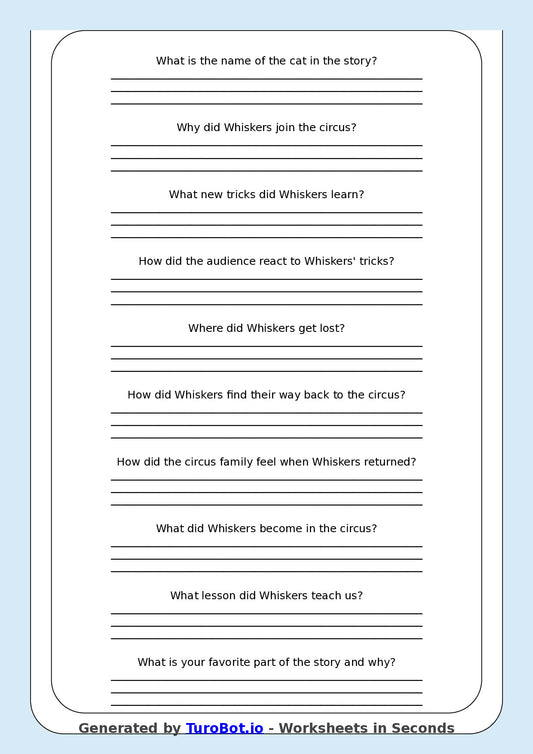 Reading Comprehension - Year 3 - The Cat That Joined the Circus