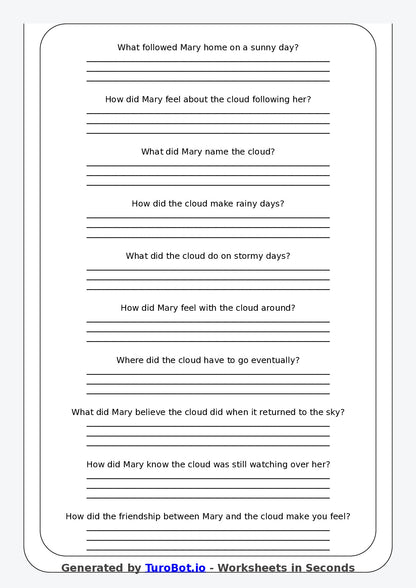 Reading Comprehension - Year 3 - The Cloud That Followed Me Home