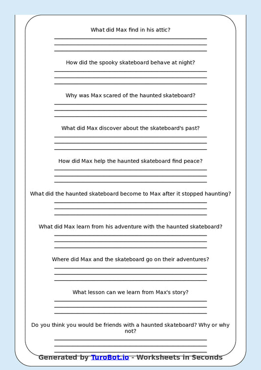 Reading Comprehension - Year 3 - The Haunted Skateboard