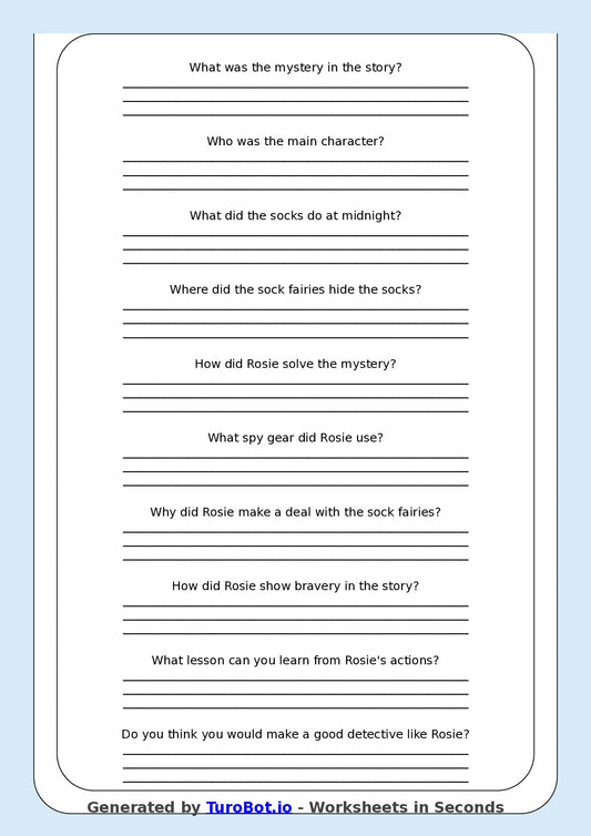 Reading Comprehension - Year 3 - The Mystery of the Disappearing Socks