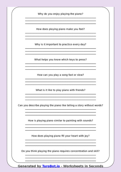 Reading Comprehension - Year 3 - Why I Love Playing Piano