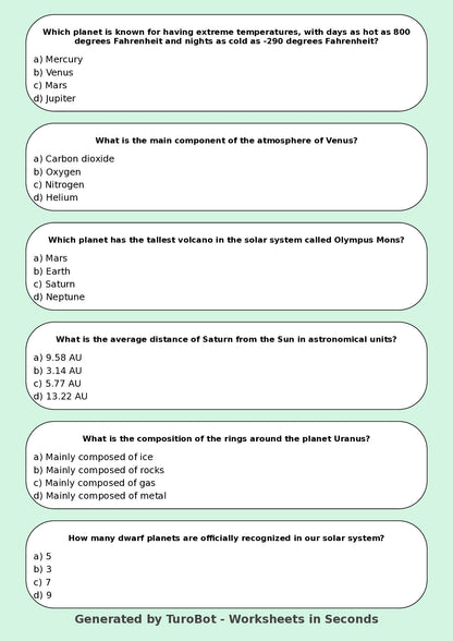 Science - Year 5 - Solar System