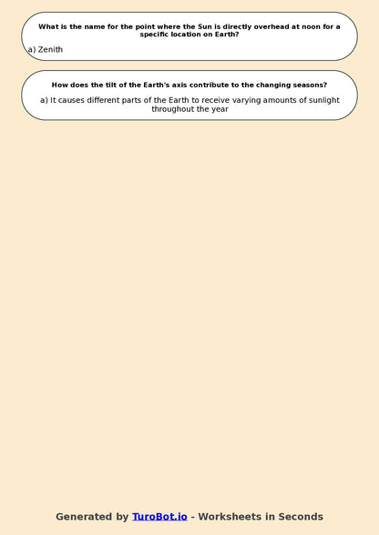 Year 6 Science Multiple Choice Worksheet – Earth Rotation and Day Night Cycle