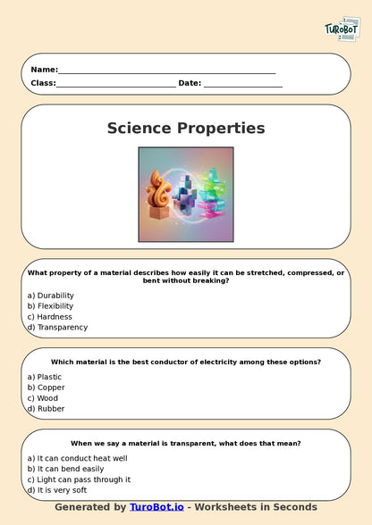 Year 6 Science Multiple Choice Worksheet – Properties of Materials
