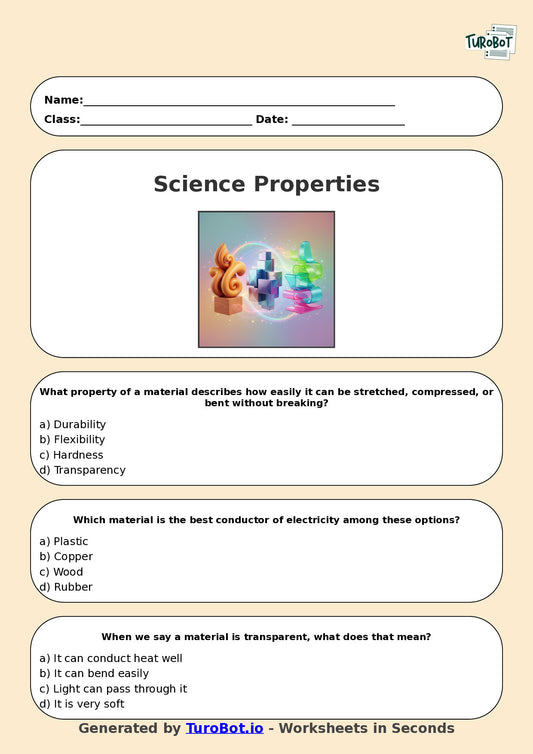 Year 6 Science Multiple Choice Worksheet – Properties of Materials