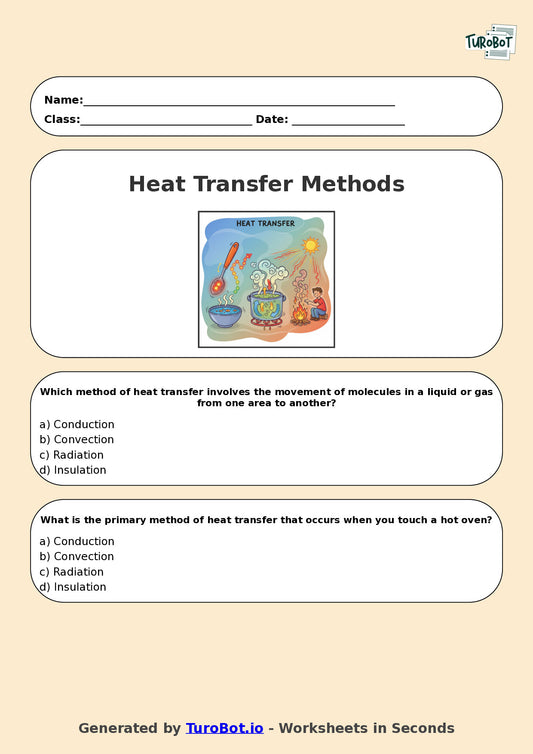 Year 7 Science Multiple Choice Worksheet – Heat Transfer Methods