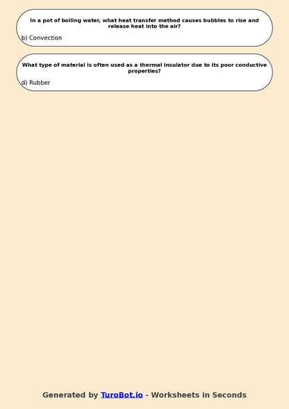 Year 7 Science Multiple Choice Worksheet – Heat Transfer Methods
