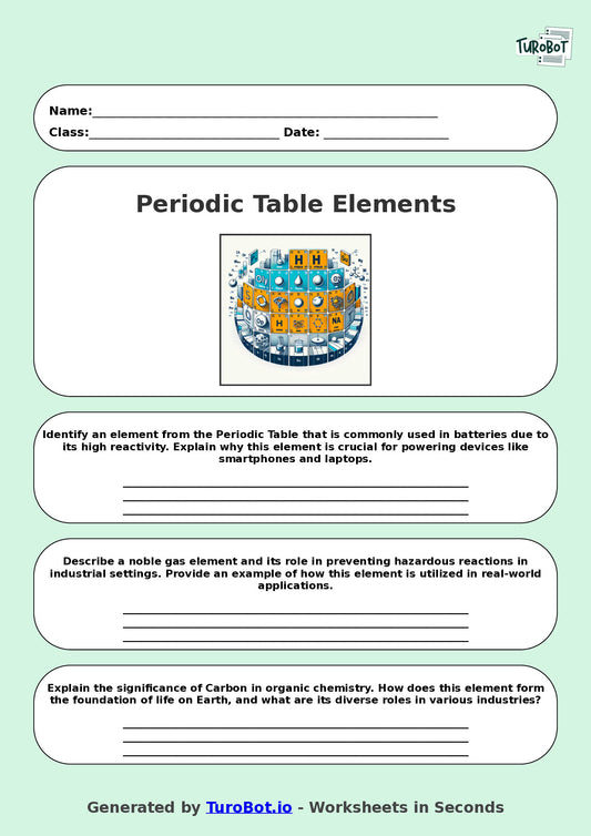 Science - Year 9 - Periodic Table Elements