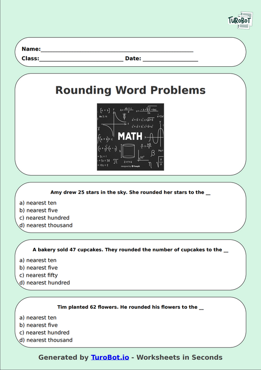 Math - Rounding Word Problems - Year 3 - Rounding Numbers in Word Problems