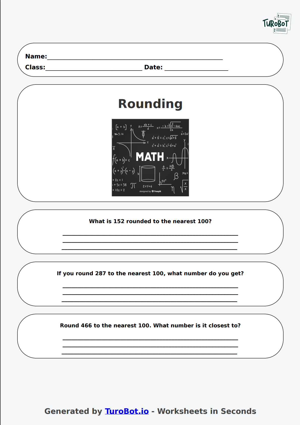 Math - Rounding to the Nearest 100 - Year 3 - Rounding Round-Up 2