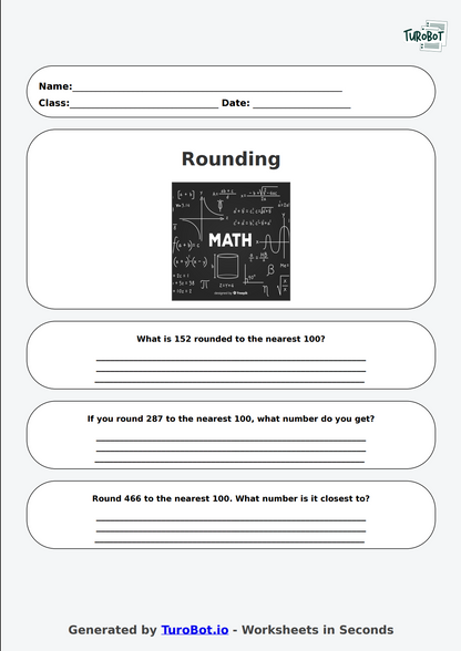 Math - Rounding to the Nearest 100 - Year 3 - Rounding Round-Up 2