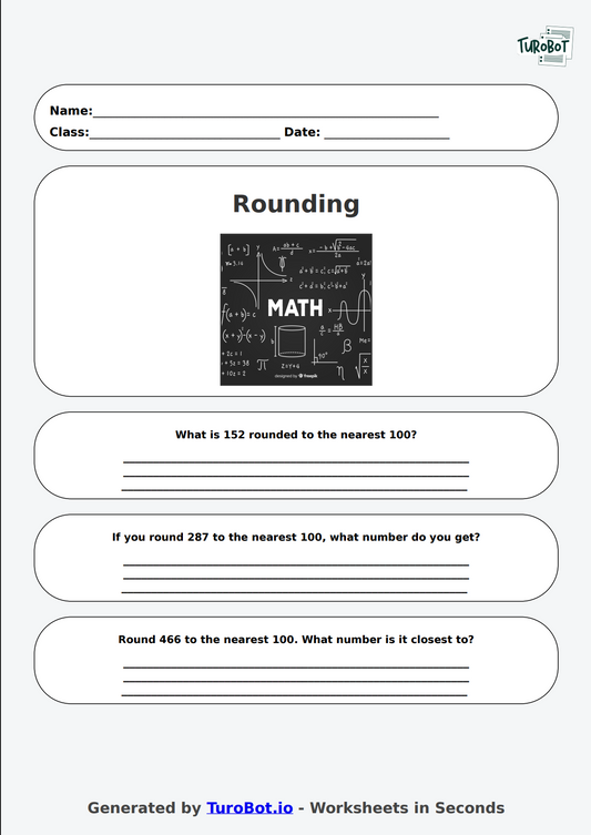 Math - Rounding to the Nearest 100 - Year 3 - Rounding Round-Up 2