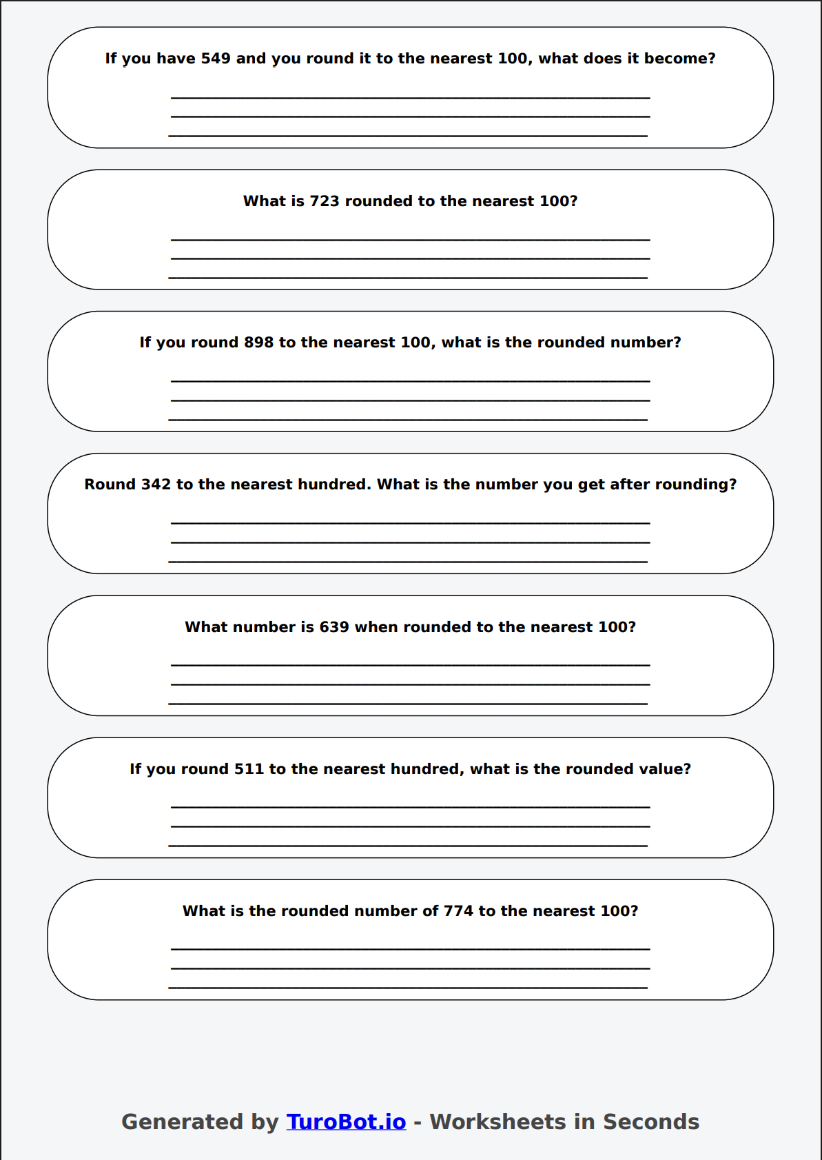 Math - Rounding to the Nearest 100 - Year 3 - Rounding Round-Up 2