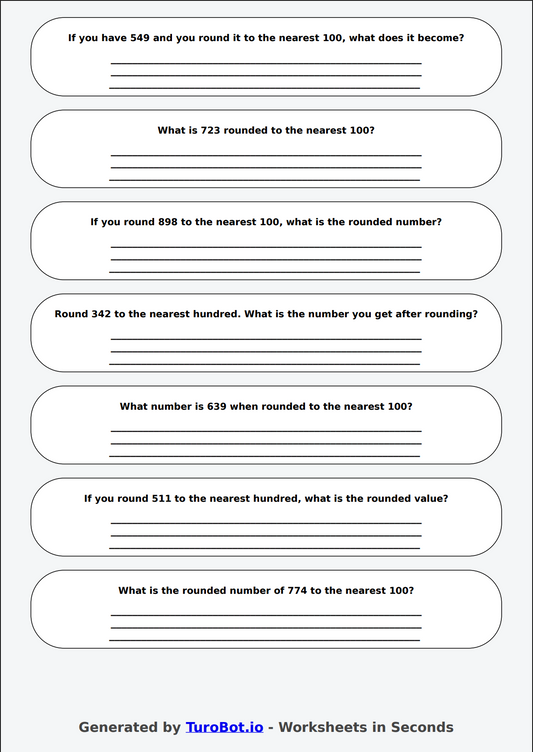 Math - Rounding to the Nearest 100 - Year 3 - Rounding Round-Up 2