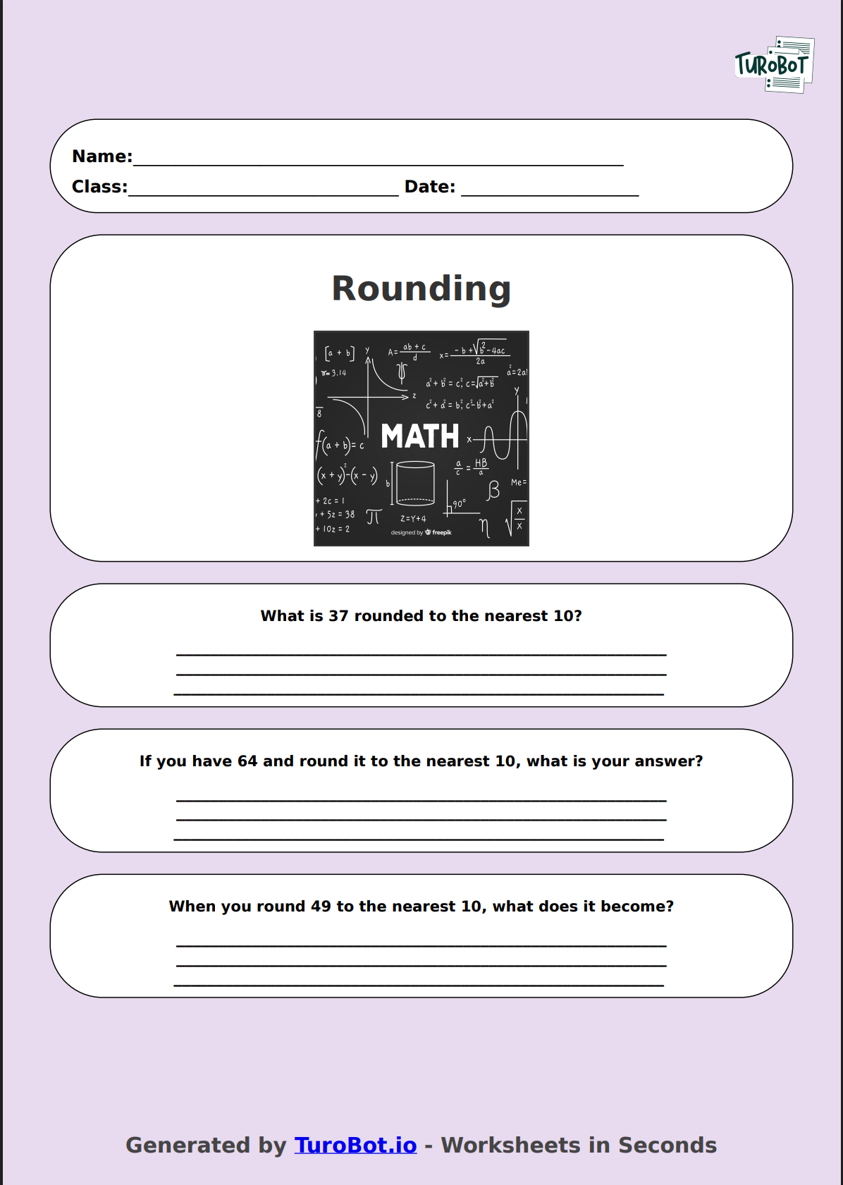 Math - Rounding to the Nearest 10 - Year 3 - Rounding Round-Up 1