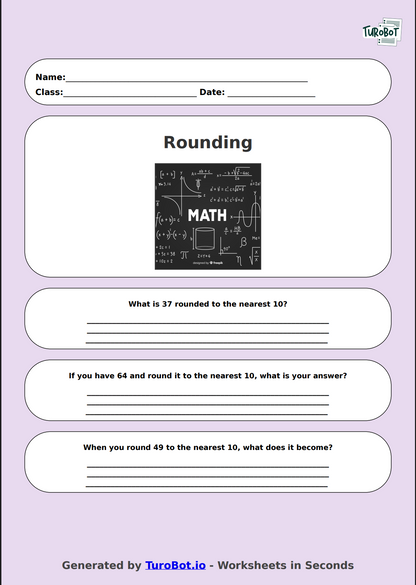 Math - Rounding to the Nearest 10 - Year 3 - Rounding Round-Up 1