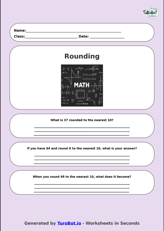 Math - Rounding to the Nearest 10 - Year 3 - Rounding Round-Up 1