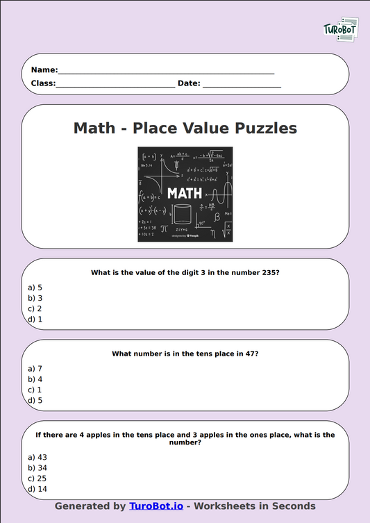 Math - Place Value Puzzles - Year 3 - Place Value Puzzle Time