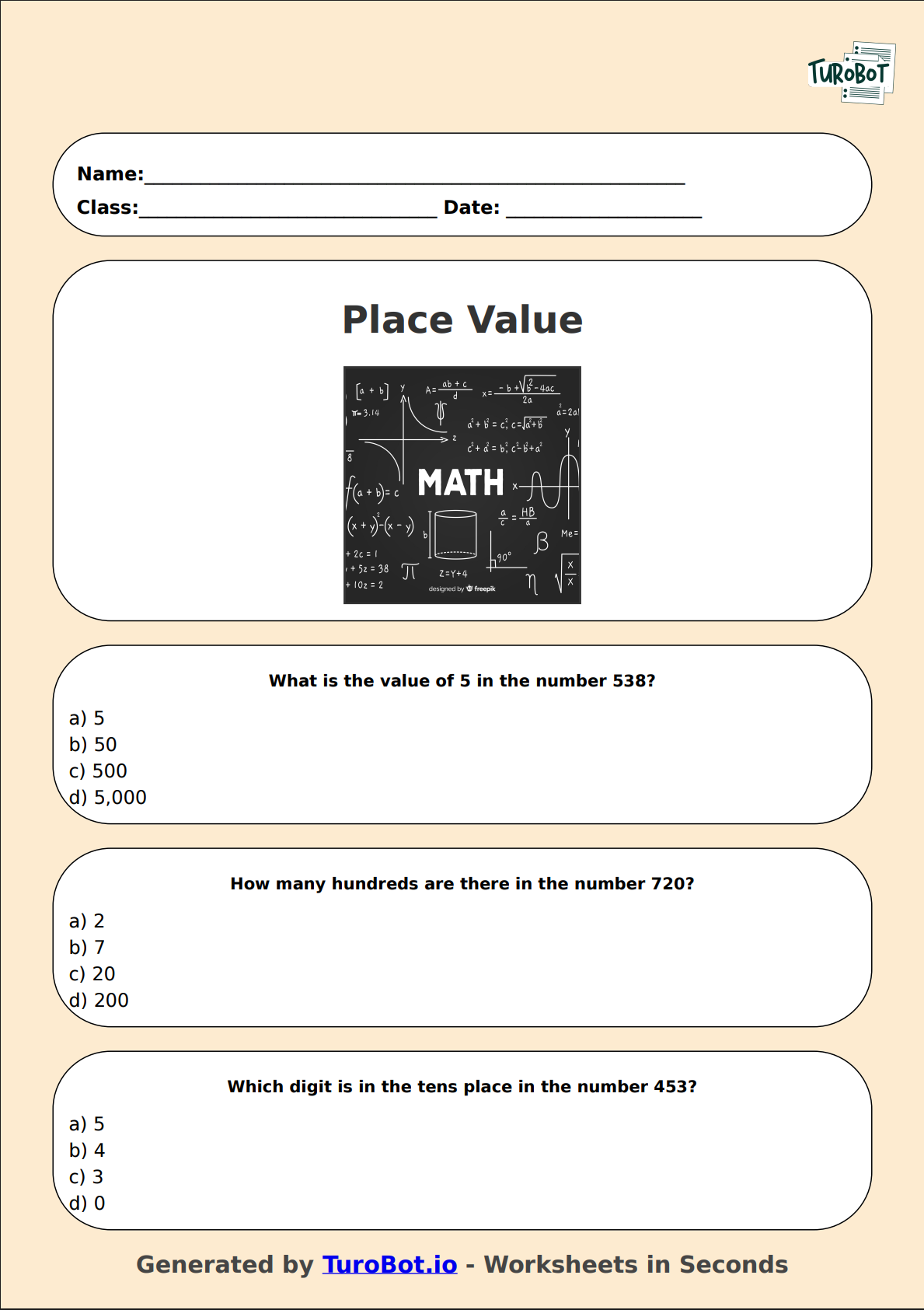 Math - Place Value - Thousands, Hundreds, Tens, Ones - Year 3 - Place Value Fun 1