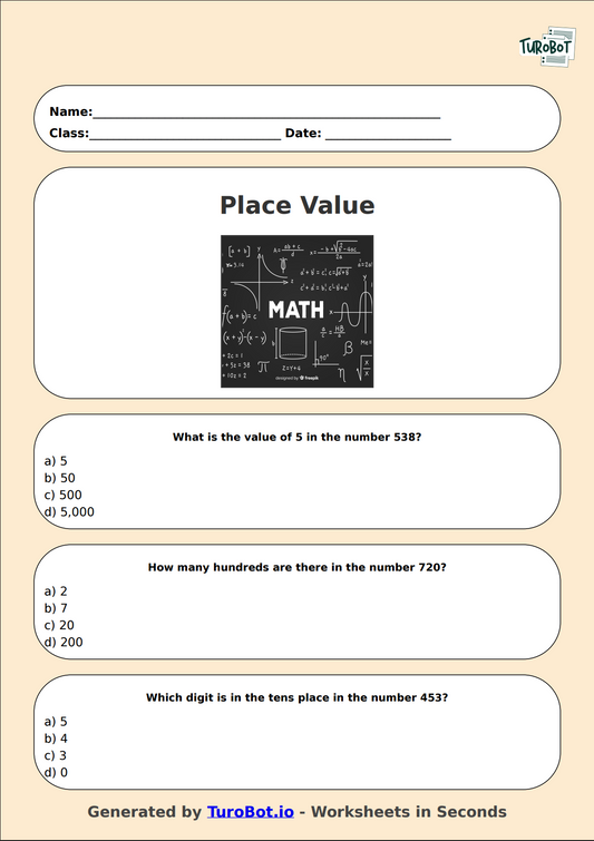 Math - Place Value - Thousands, Hundreds, Tens, Ones - Year 3 - Place Value Fun 1